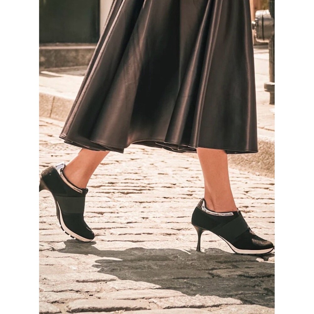 SNEEX The Icon Hy-Heel Women’s 9 Black/Silver Stiletto Sneaker Streetwear Formal